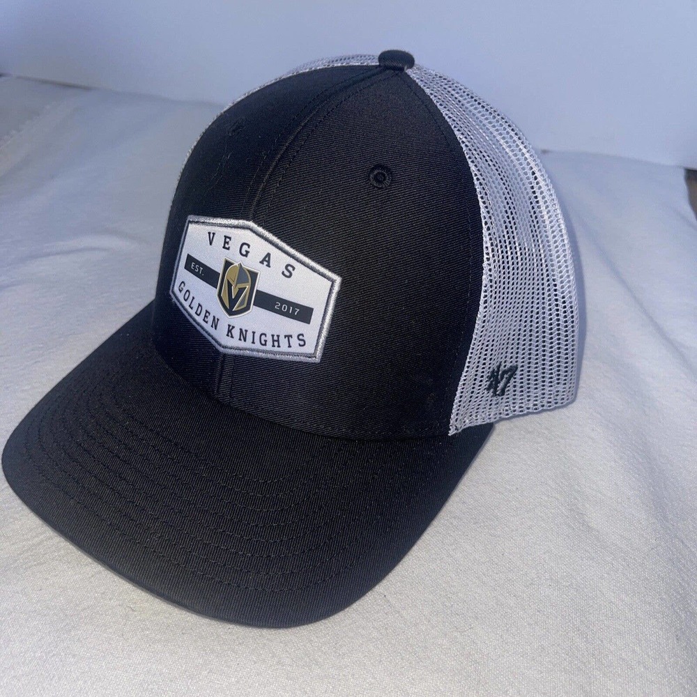 Vegas Golden Knights NHL '47 Brand Black Adjustable SnapBack Back Hat White Mess - Picture 9 of 11